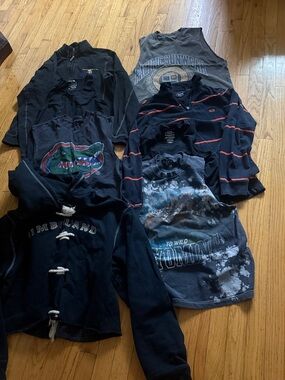 PacSun Black Kids Hoodie & Graphic Tops Bundle with Navy Stripes